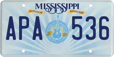 MS license plate APA536