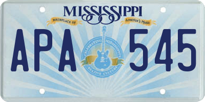 MS license plate APA545