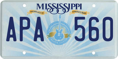 MS license plate APA560