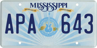 MS license plate APA643