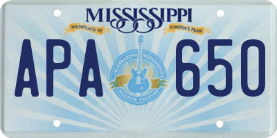 MS license plate APA650