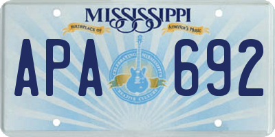 MS license plate APA692