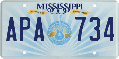 MS license plate APA734