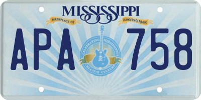 MS license plate APA758