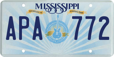 MS license plate APA772