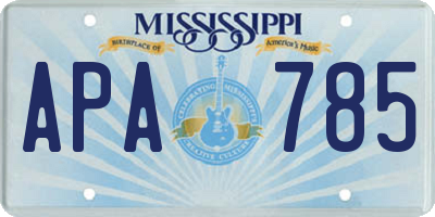 MS license plate APA785