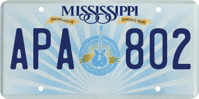 MS license plate APA802