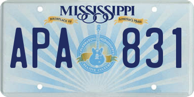 MS license plate APA831