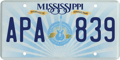 MS license plate APA839