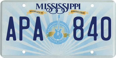 MS license plate APA840