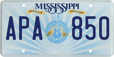 MS license plate APA850