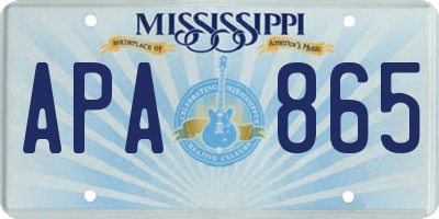 MS license plate APA865