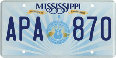 MS license plate APA870