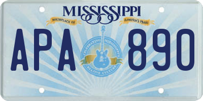 MS license plate APA890
