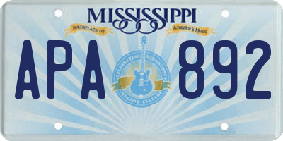 MS license plate APA892