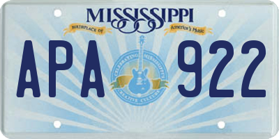 MS license plate APA922