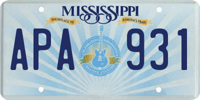 MS license plate APA931