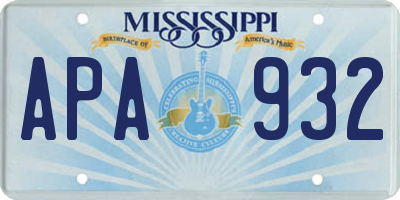 MS license plate APA932