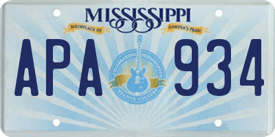 MS license plate APA934