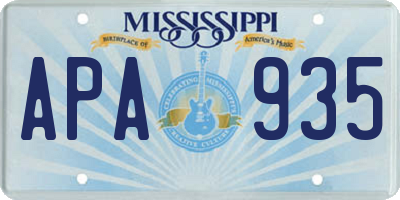 MS license plate APA935