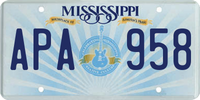 MS license plate APA958