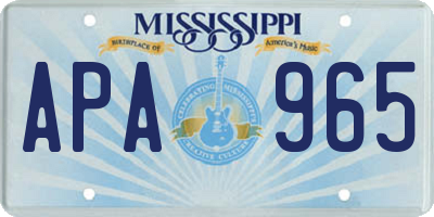 MS license plate APA965