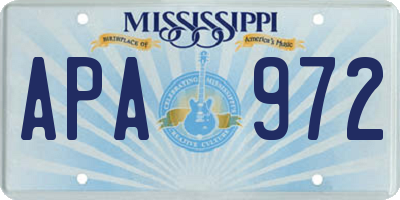 MS license plate APA972