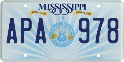 MS license plate APA978