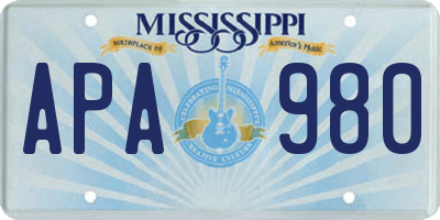MS license plate APA980