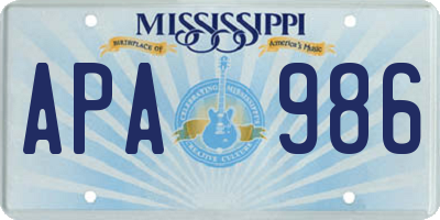 MS license plate APA986