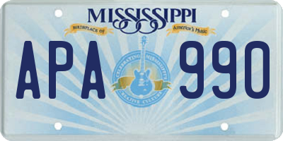 MS license plate APA990