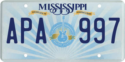 MS license plate APA997