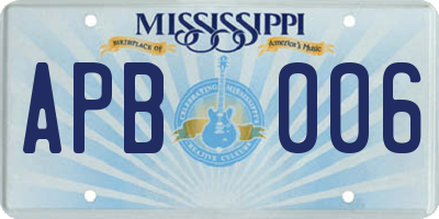 MS license plate APB006