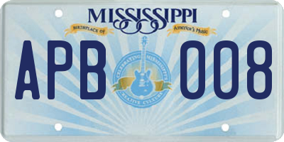 MS license plate APB008