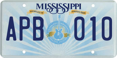 MS license plate APB010