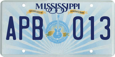 MS license plate APB013