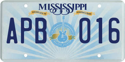 MS license plate APB016