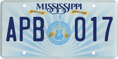 MS license plate APB017