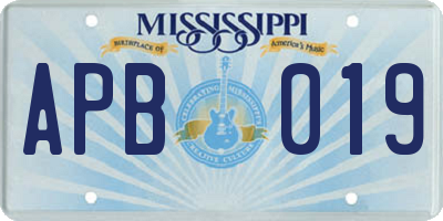 MS license plate APB019