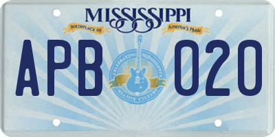 MS license plate APB020