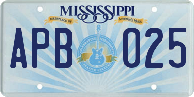 MS license plate APB025