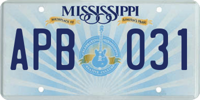 MS license plate APB031
