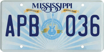 MS license plate APB036