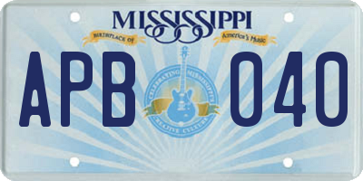 MS license plate APB040