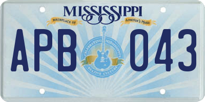 MS license plate APB043