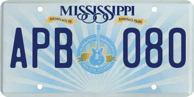 MS license plate APB080