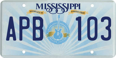 MS license plate APB103