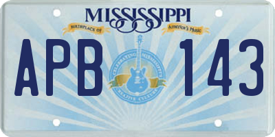 MS license plate APB143