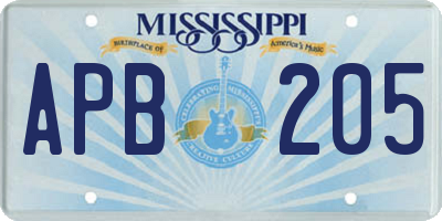 MS license plate APB205