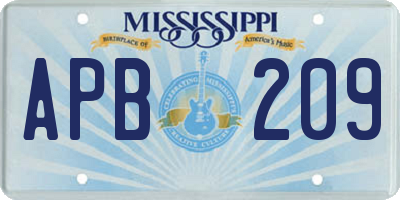 MS license plate APB209
